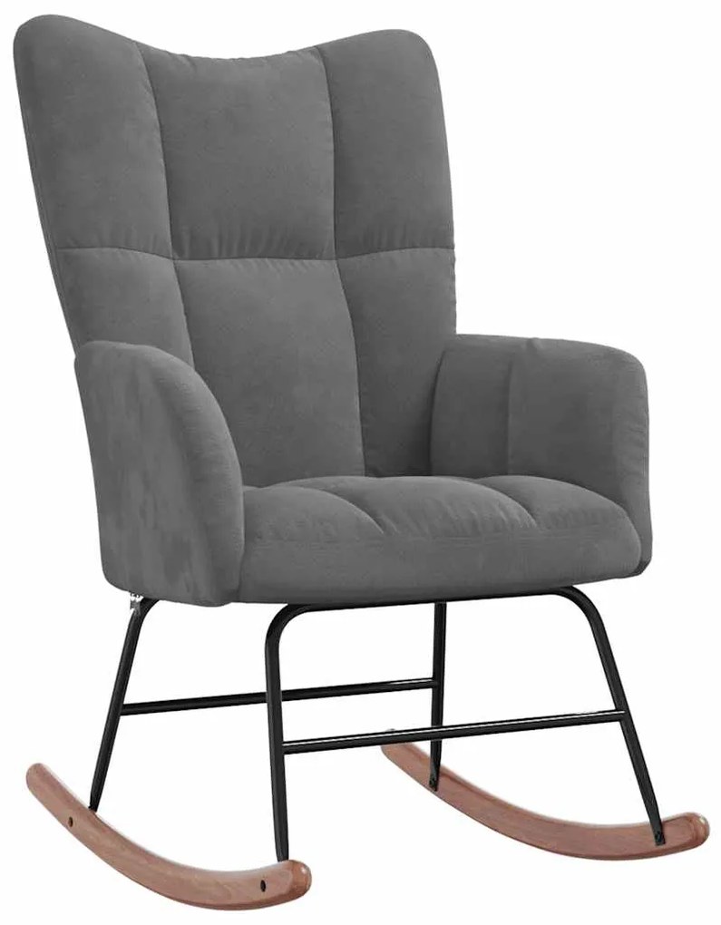 328140 vidaXL Люлеещ стол, тъмносив, кадифе