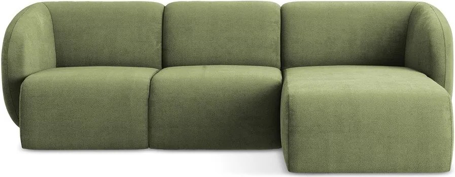 Зелен шенилов ъглов диван (десен ъгъл) Lani – Makamii