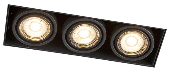 Модерен смарт вграден прожектор черен без рамка с 3 GU10 Wifi - Oneon 3