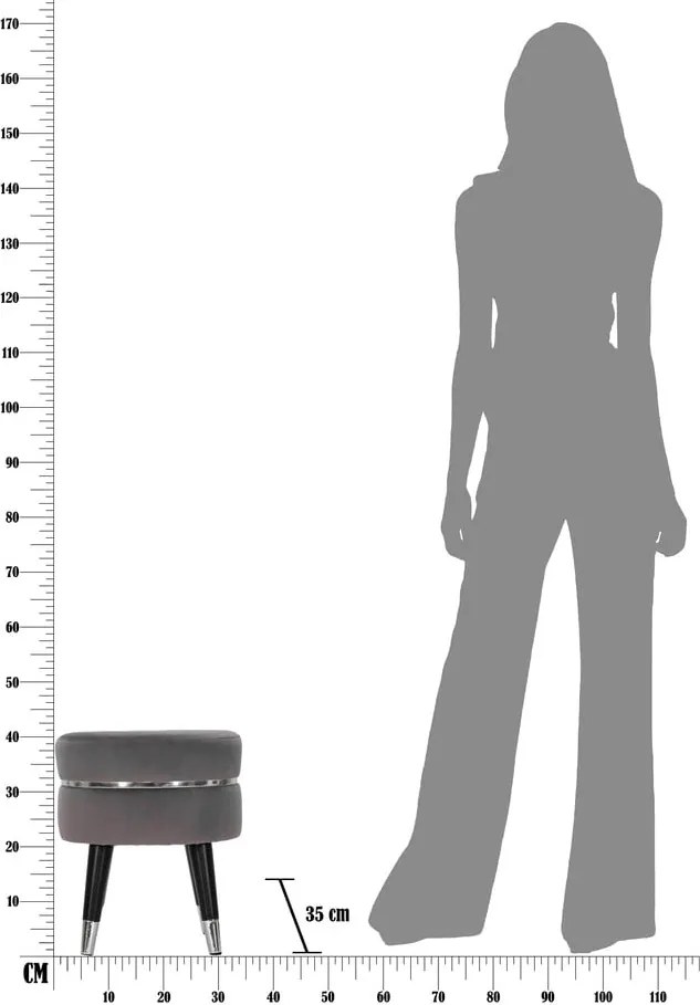 Табуретка от сиво кадифе Paris - Mauro Ferretti