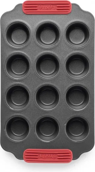 Форма за печене Lekue 1009479, 31x18x3.7 см, Керамично незалепващо покритие, Карбонова стомана, От +4°C до +240°C, Черен/Червен