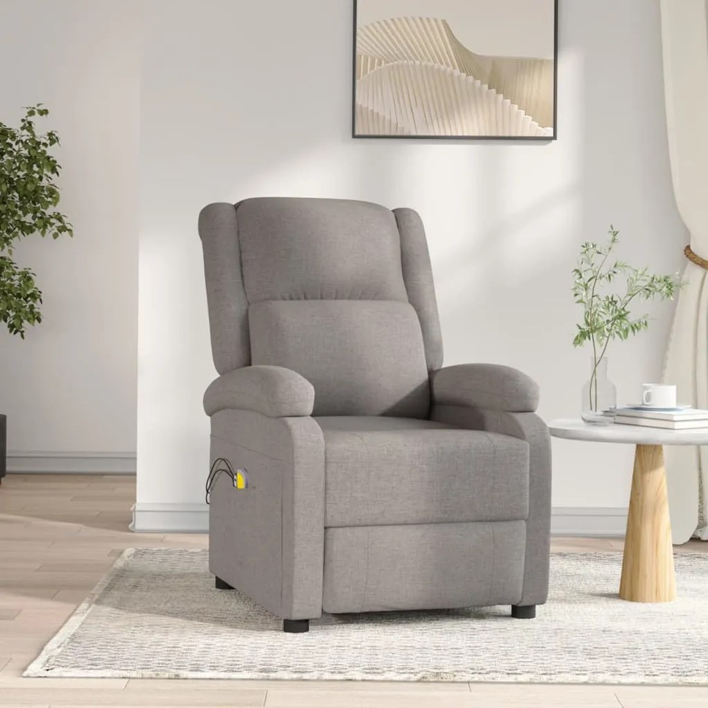 3098366 vidaXL Електрически масажен стол, таупе, текстил