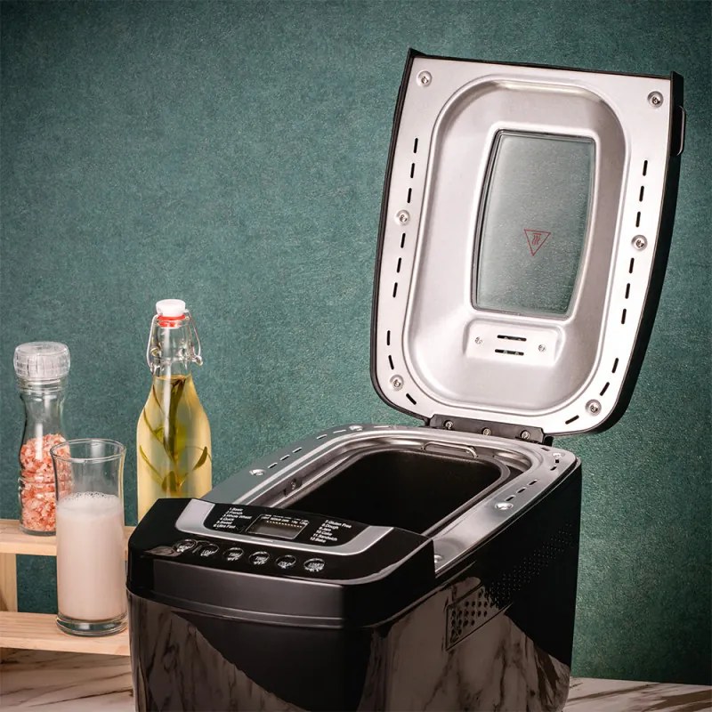 Хлебопекарна с 2 бъркалки Oliver Voltz OV51446B, 800W, 12 програми, LCD дисплей, Таймер, Черен