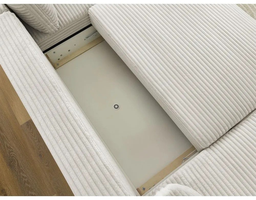 Кремав разтегателен ъглов диван от рипсено кадифе (ляв ъгъл/"U" форма) Lucien – Bobochic Paris