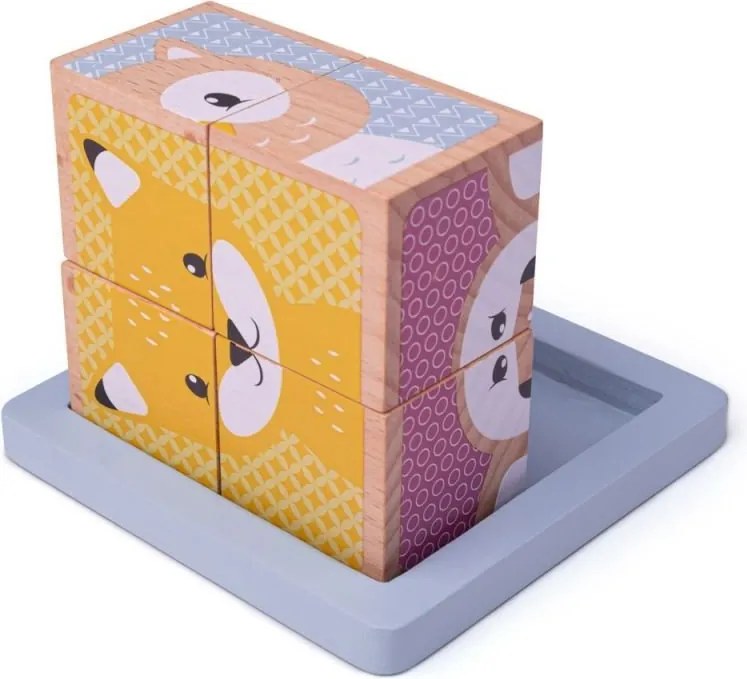 Bigjigs - Дървени кубчета за игра - Горски животни