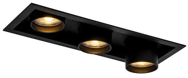 Модерен вграден прожектор черен регулируем 3-светлина - Roof