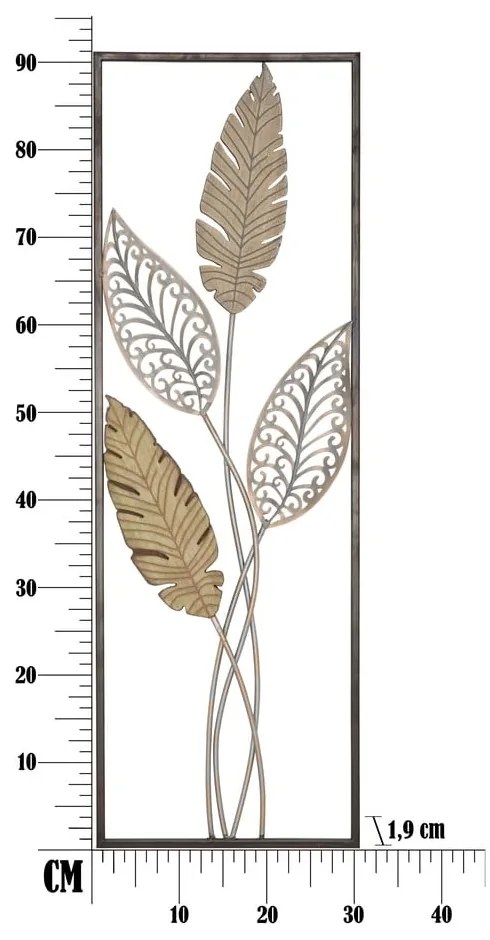 Декорация за стена в златно, 30,5 x 91 cm Foglie - Mauro Ferretti
