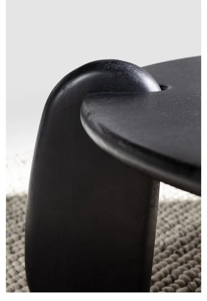 Черна кръгла масичка за кафе от масивно манго ø 80 cm Tamira – MOME