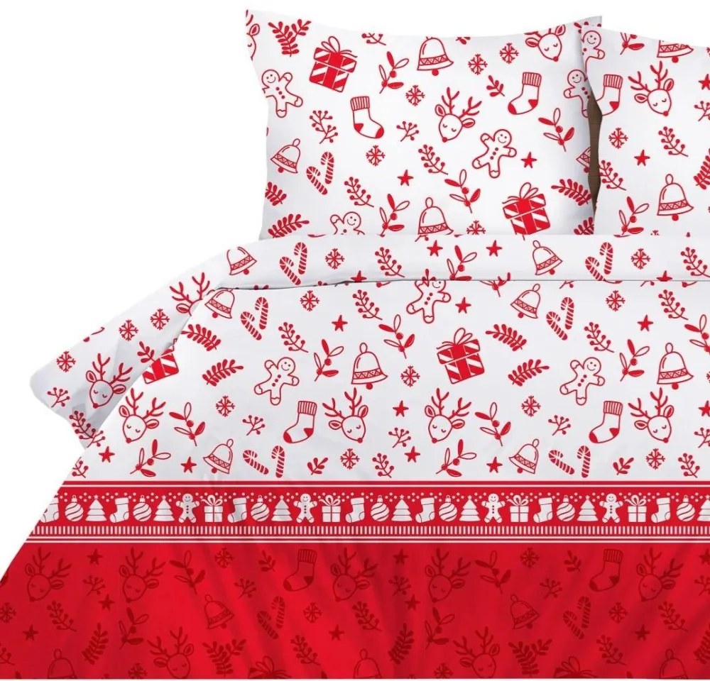 Коледни чаршафи от висококачествен памук - мотив с коледни орнаменти Ширина: 140 см | Дължина: 200 см