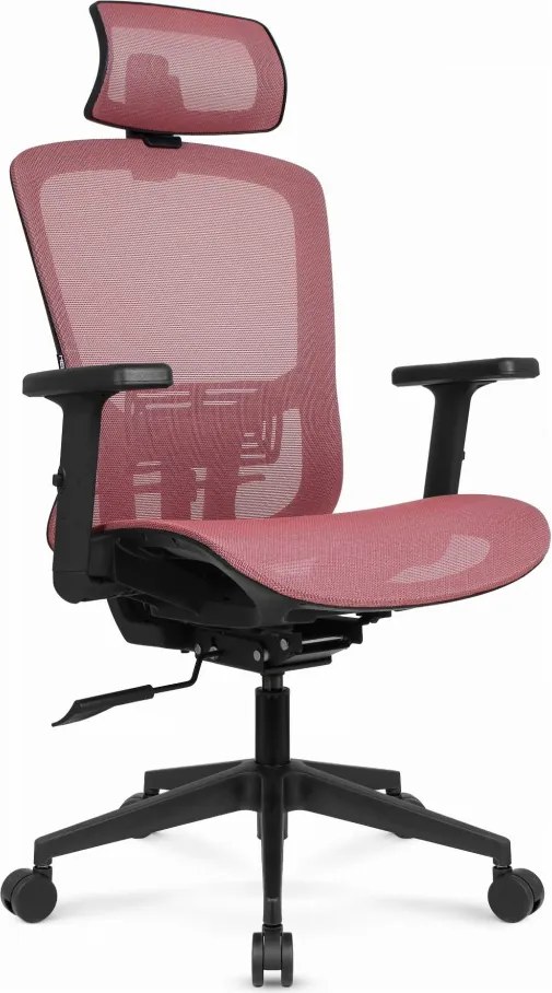 Ергономичен офис стол HC-1045 с мрежеста облегалка - розов