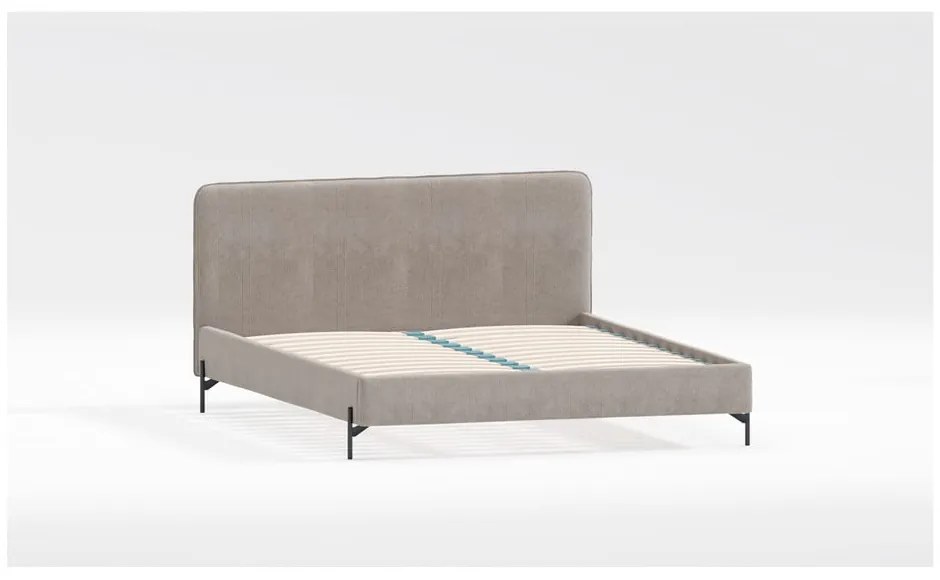 Светлокафяво единично тапицирано легло с включена подматрачна рамка 90x200 cm Barker – Ropez