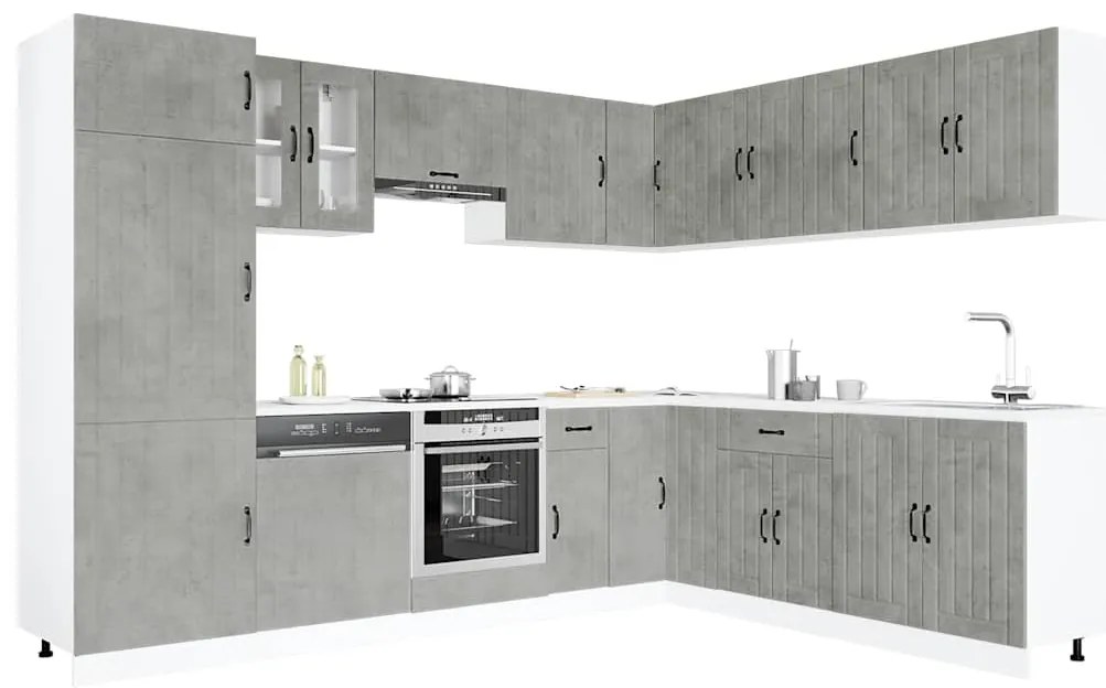 3314985 vidaXL Комплект кухненски шкафове от 14 части Lucca, инженерно дърво