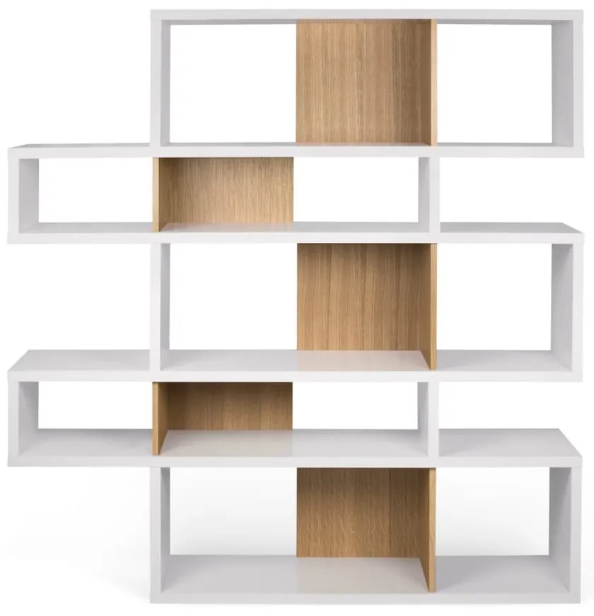 Бяла етажерка за книги с дъбови детайли Лондон - TemaHome