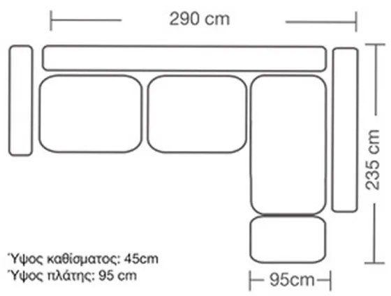 Диван Лакшъри ляв ъгъл 168-000001 дамаска зелена-сива