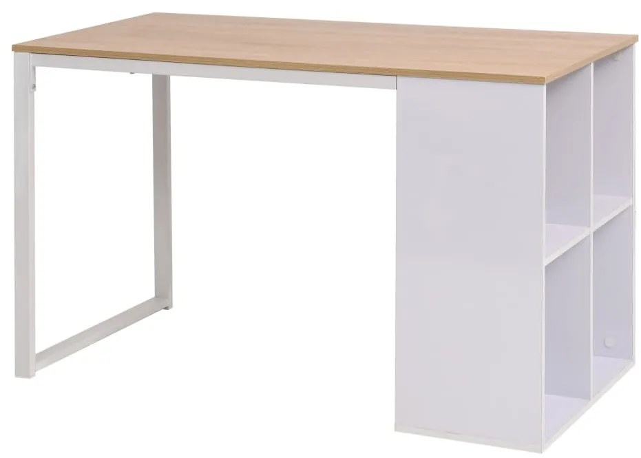 245720 vidaXL Бюро, 120x60x75 см, дъб и бяло