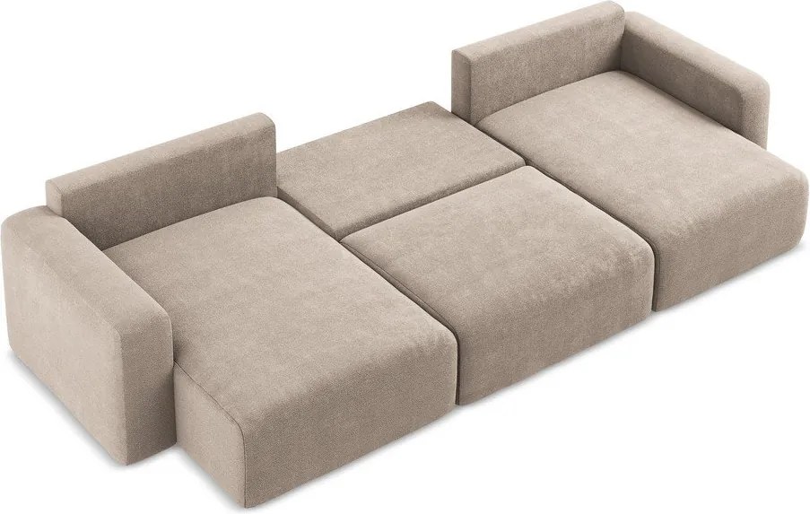 Бежов шенилов сгъваем/с място за съхранение ъглов диван (U форма) Kona – Makamii