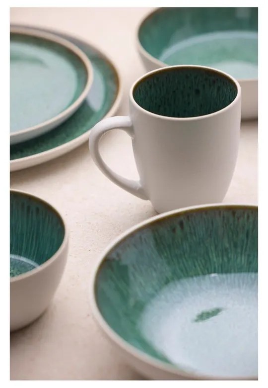 Бяла/зелена десертна глинена чиния ø 21 cm Gastro White/Green – Bitz