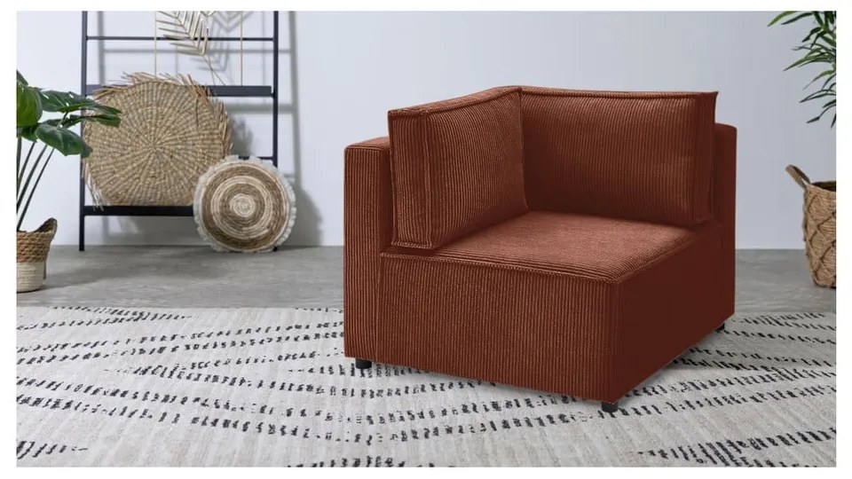 Модул за диван от рипсено кадифе в тухлен цвят (променлив) Nihad modular – Bobochic Paris