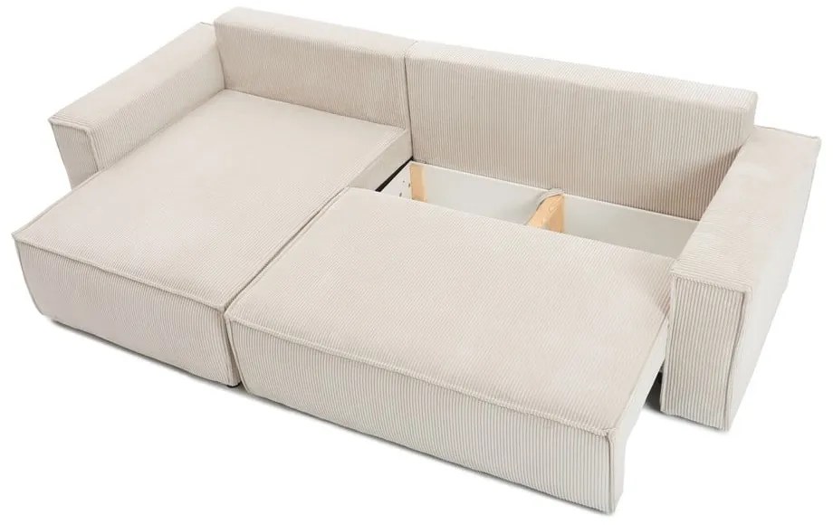 Разтегателен диван от велур в бяло и бежово Nihad - Bobochic Paris