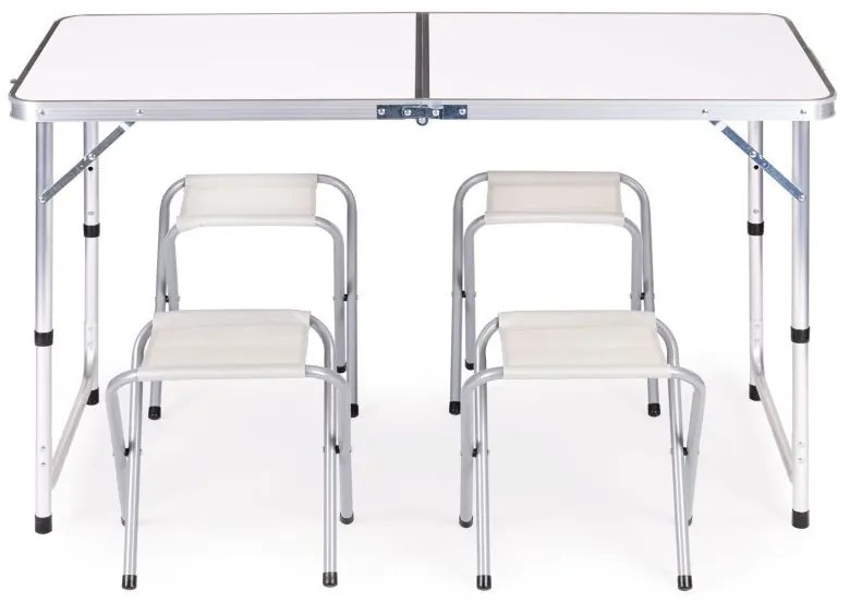 Сгъваема маса за кетъринг 119,5 x 60 cm бяла с 4 стола