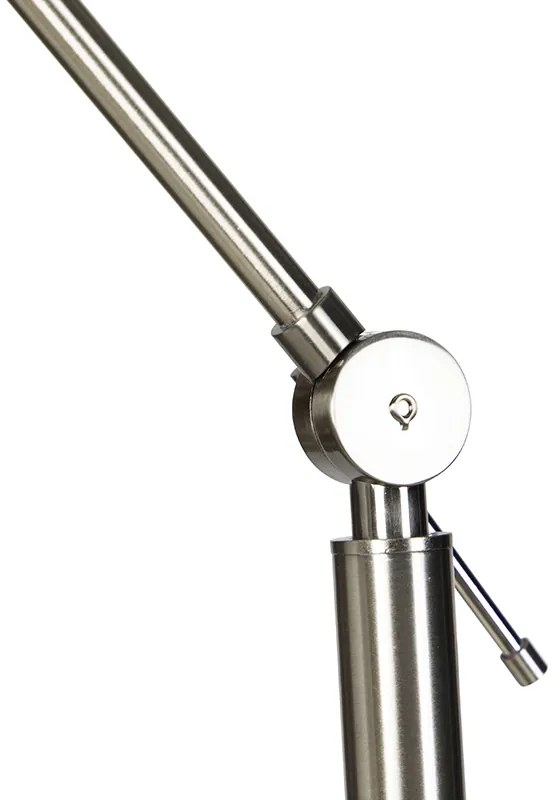 Модерна подова лампа стомана с абажур черен лен 45 см - Editor