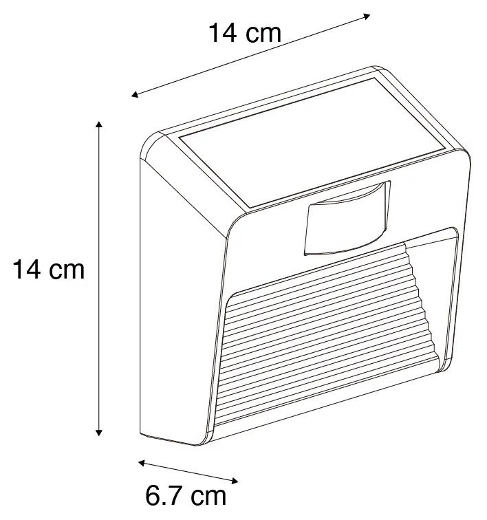 Стенна лампа черна вкл. LED IP54 със соларен сензор за движение - Border