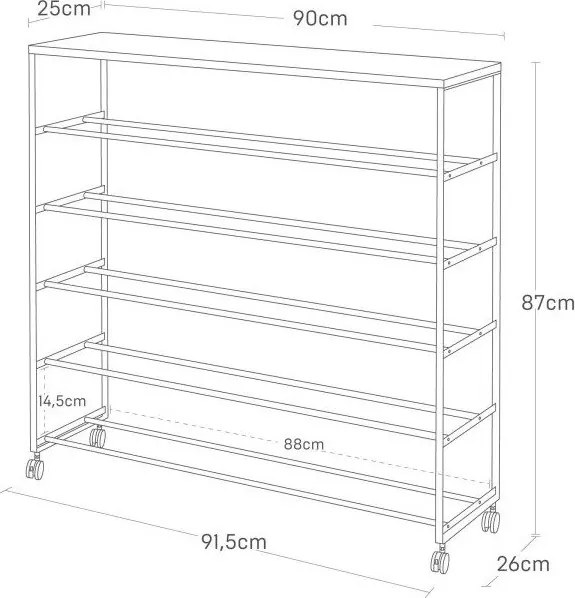 Бял метален стелаж за обувки 90,5x87x26 cm Tower – YAMAZAKI