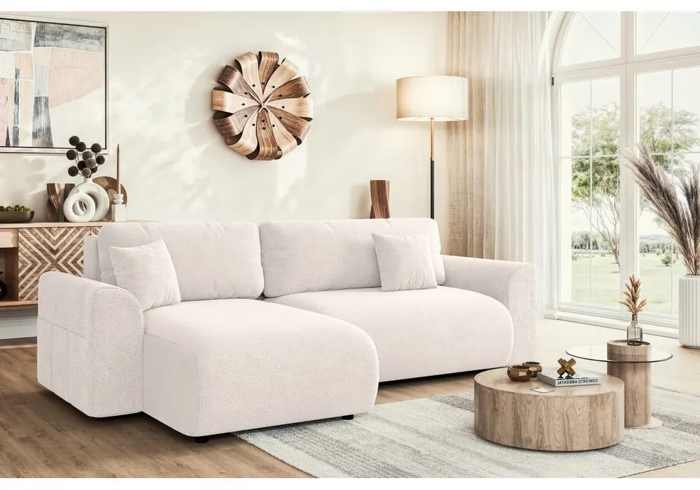 Бял разтегателен ъглов диван (променлив) Lorine – Ropez
