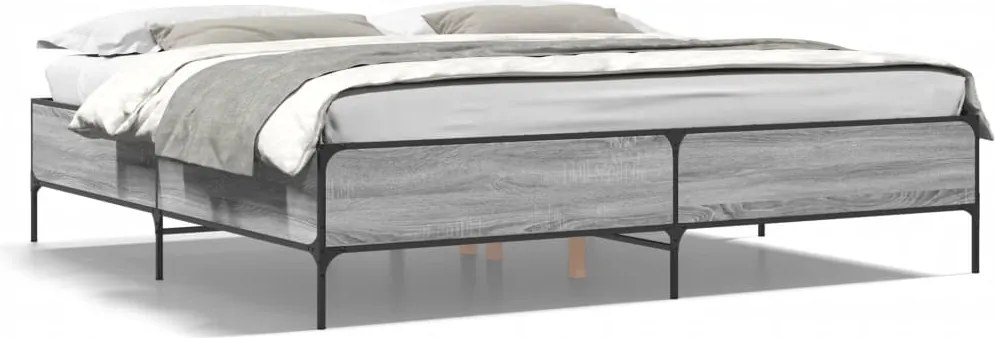 3279785 vidaXL Рамка за легло, сив сонома, 180x200 см, инженерно дърво и метал