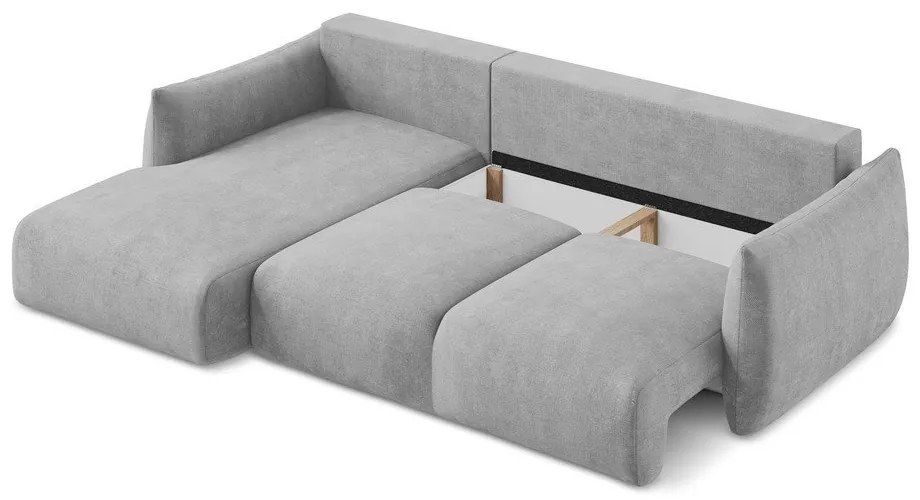 Светлосив шенилов сгъваем ъглов диван (ляв ъгъл) Leila – Makamii