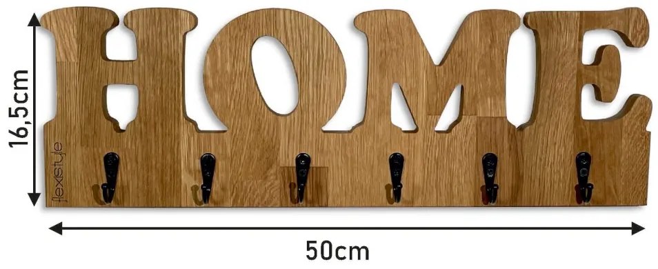 Масивна дъбова закачалка за стена HOME - 50 x 16,5 cm