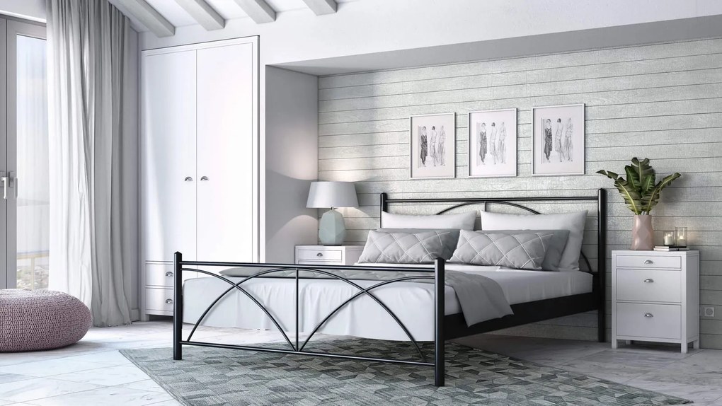 Легло Paolo-140x190-Black-Με ποδαρικό