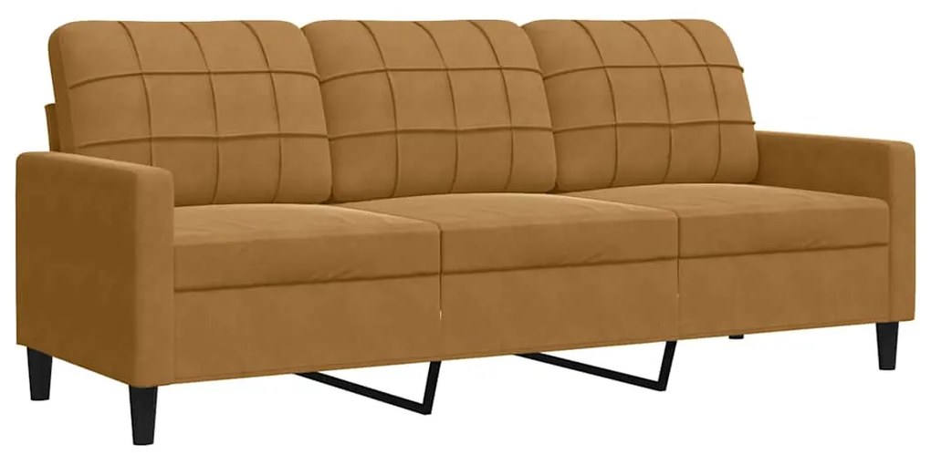 4007641 vidaXL 3-местен диван, кафяв, 180 см, кадифе