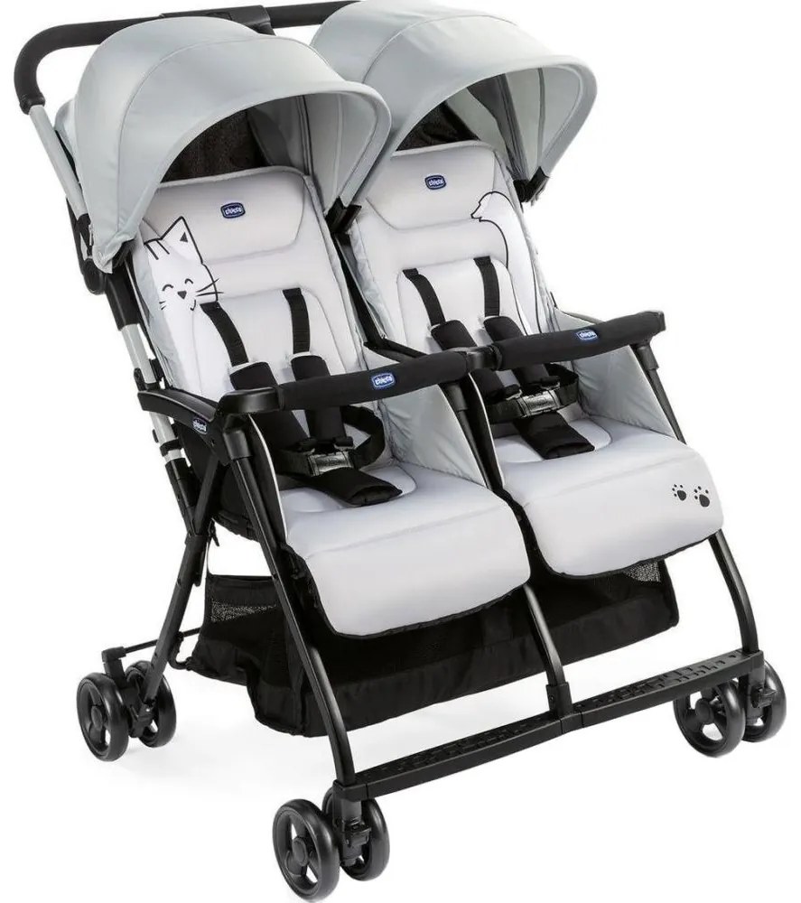 Chicco - Количка за близнаци OHLALA TWIN Silver Котка сребрист