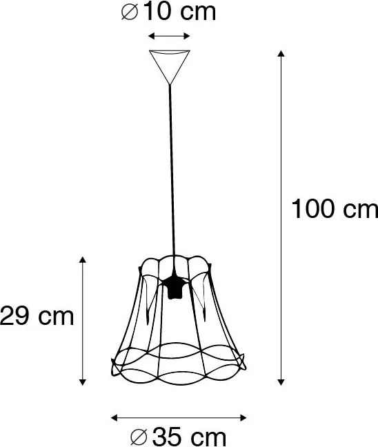 Ретро висяща лампа черна 35 см - Granny Frame