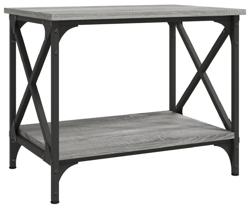 823330 vidaXL Странична маса, cив сонома, 55x38x45 см, инженерно дърво