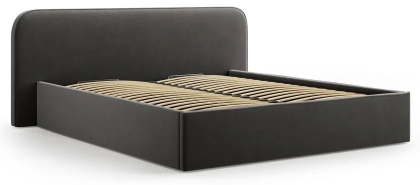 Черно двойно тапицирано легло с място за съхранение с включена подматрачна рамка 180x200 cm Elizabeth – Micadoni