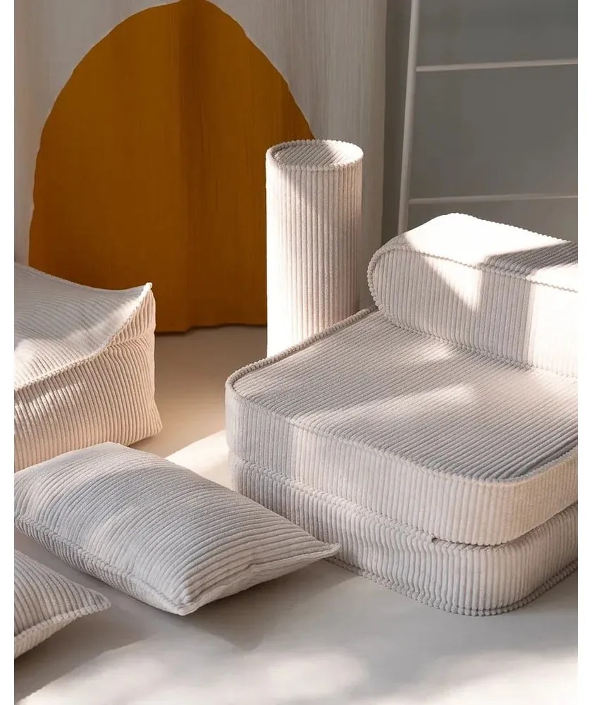 Кремава детска възглавница за диван от рипсено кадифе Roll – Wigiwama