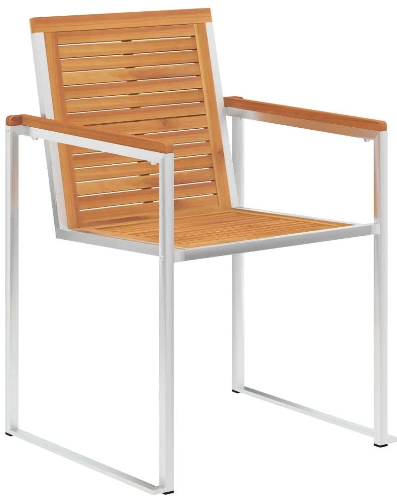 46495 vidaXL Градински столове 2 бр акация масив и неръждаема стомана