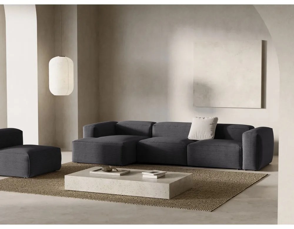Тъмносив ъглов диван от рипсено кадифе (ляв ъгъл) Bergano – Cosmopolitan Design
