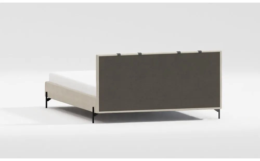 Бежово двойно легло 180x200 cm тапицирано с включена подматрачна рамка Tulsa – Ropez