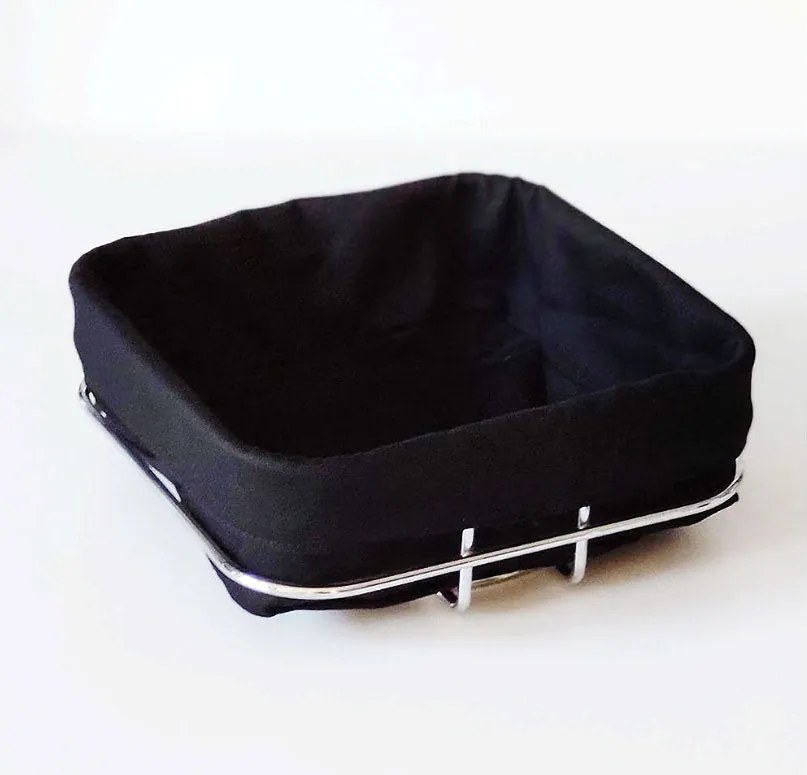 Панер за хляб OLIVER BROWN OB-1225-A, 21х21х8.5 см, Метал, Текстил, Хром/черен