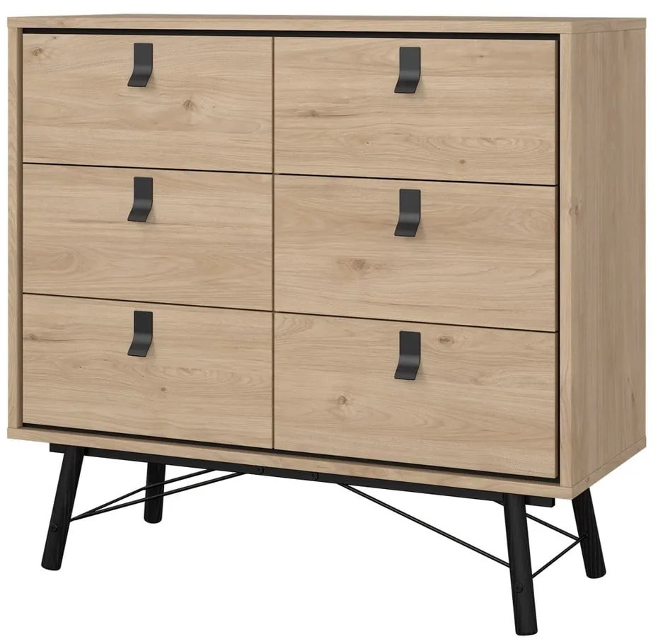 Нисък скрин с дъбов декор в естествен цвят 102x99 cm Ry - Tvilum