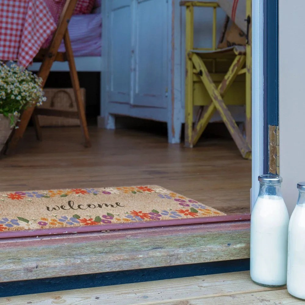 Изтривалка от кокосови влакна 40x120 cm Welcome Floral – Artsy Doormats