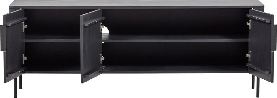 Матово черна маса за телевизор от масивен бор 154x56x44 cm Gunnar – WOOOD