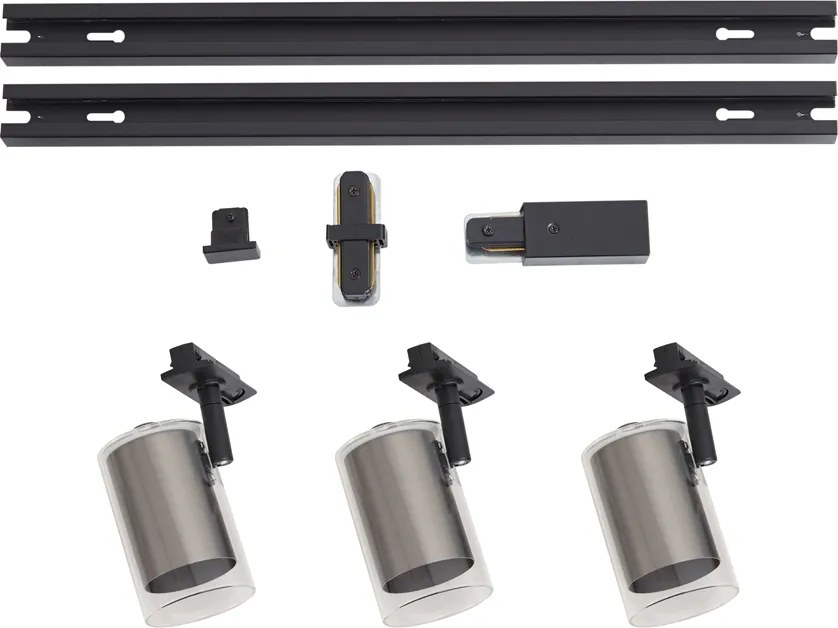 Modern railsysteem zwart met 3 spots gunmetal 1-fase - Iconic Lloyd