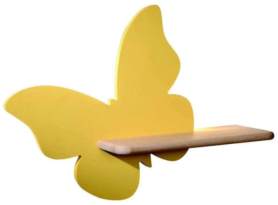 LED Детски аплик с рафт ПЕПЕРУДА LED/5W/230V жълти/дърво