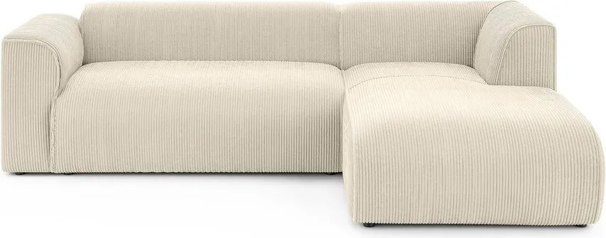 Бежов ъглов диван от рипсено кадифе (десен ъгъл) Merid – Ropez