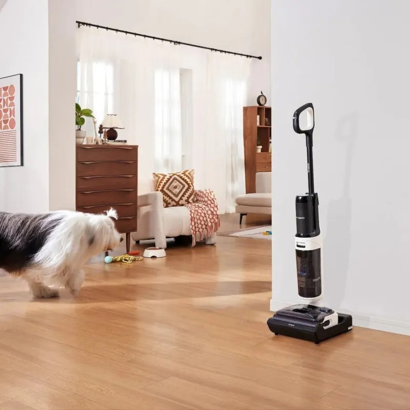 Вертикална прахосмукачка Tineco Floor One Switch S6 Stretch Plus 5в1, 21000 Pa, Сухо/Мокро, 0.72 л мръсна/0.8 л чиста, Wi-Fi, iLoop адаптивна мощност, Черен/бял
