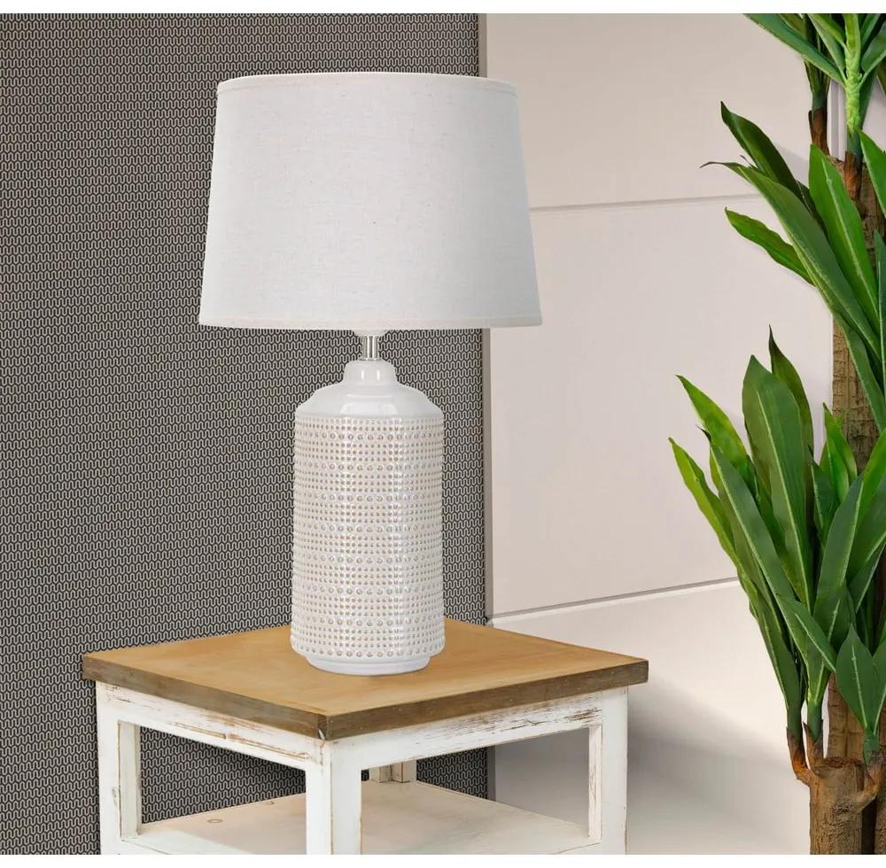 Бяла керамична настолна лампа с текстилен абажур (височина 47 cm) Point - Mauro Ferretti